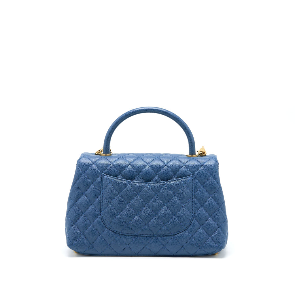 CHANEL MEDIUM COCO HANDLE FLAP BAG CAVIAR BLUE GHW