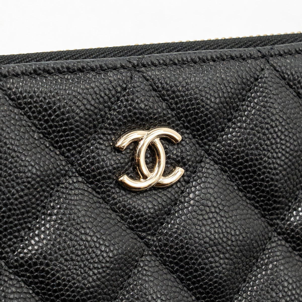 Chanel O case large clutch/pouch quilted caviar black LGHW