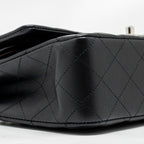 CHANEL MEDIUM CLASSIC DOUBLE FLAP BAG LAMBSKIN BLACK SHW (MICROCHIP)