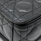 DIOR SMALL DIOR JOLIE TOP HANDLE BAG CANNAGE CALFSKIN BLACK GHW