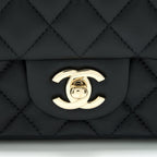 CHANEL MINI SQUARE FLAP BAG BLACK LAMBSKIN LGHW