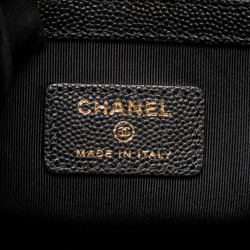 Chanel O case large clutch/pouch quilted caviar black LGHW