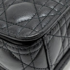 DIOR SMALL DIOR JOLIE TOP HANDLE BAG CANNAGE CALFSKIN BLACK GHW