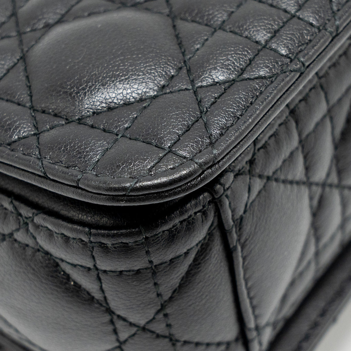 DIOR SMALL DIOR JOLIE TOP HANDLE BAG CANNAGE CALFSKIN BLACK GHW