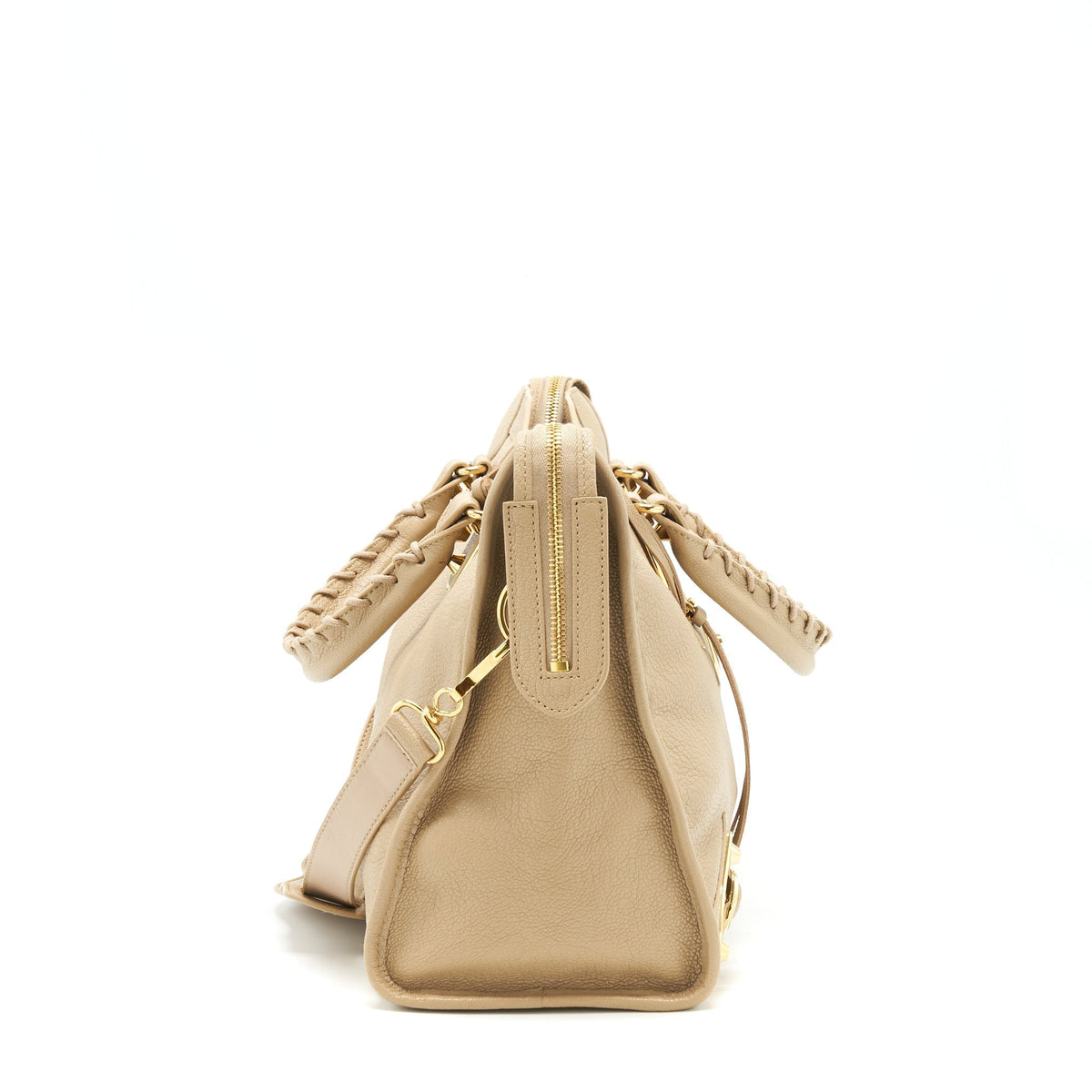 BALENCIAGA MEDIUM METALLIC EDGE CITY BAG BEIGE LGHW