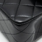 CHANEL MEDIUM CLASSIC DOUBLE FLAP BAG LAMBSKIN BLACK SHW (MICROCHIP)