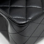 CHANEL MEDIUM CLASSIC DOUBLE FLAP BAG LAMBSKIN BLACK SHW (MICROCHIP)