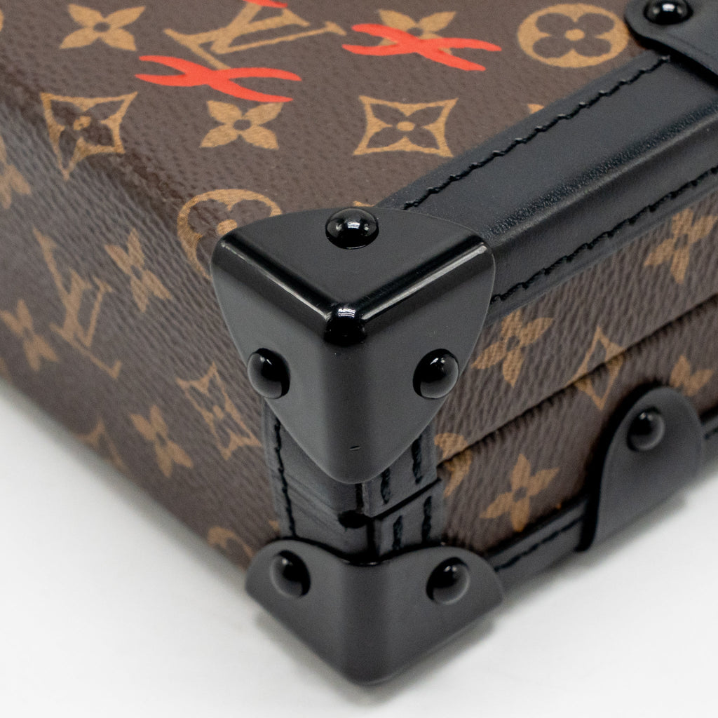LOUIS VUITTON PETIT MALLE LEATHER/MONOGRAM CANVAS Black/Brown GHW