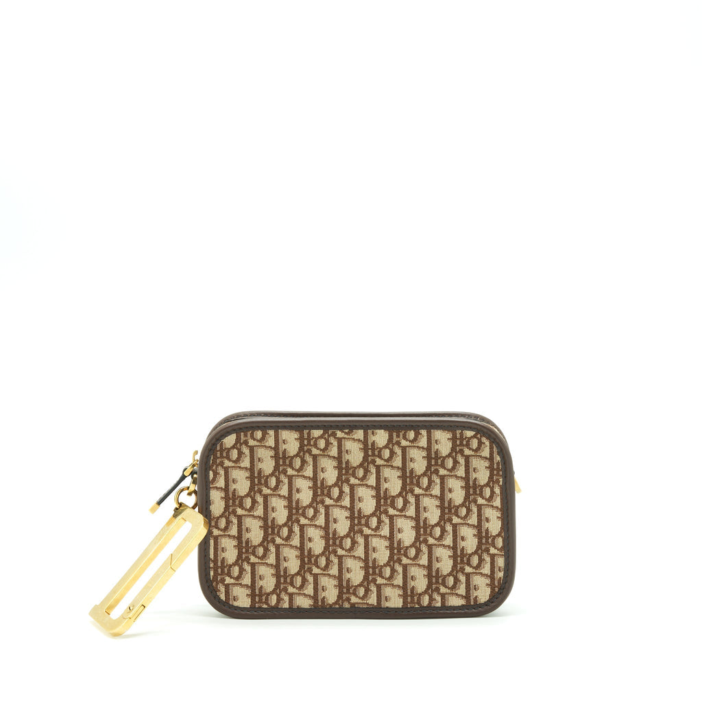 DIOR DIORQUAKE POUCH BROWN OBLIQUE CANVAS GHW