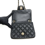 CHANEL MINI SQUARE FLAP BAG BLACK LAMBSKIN LGHW