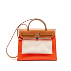 HERMES HERBAG31 ZIP BAG TOILE H BERLINE CANVAS / HUNTER CAPUCINE-ECRU-BEIGE / FAUVE SHW