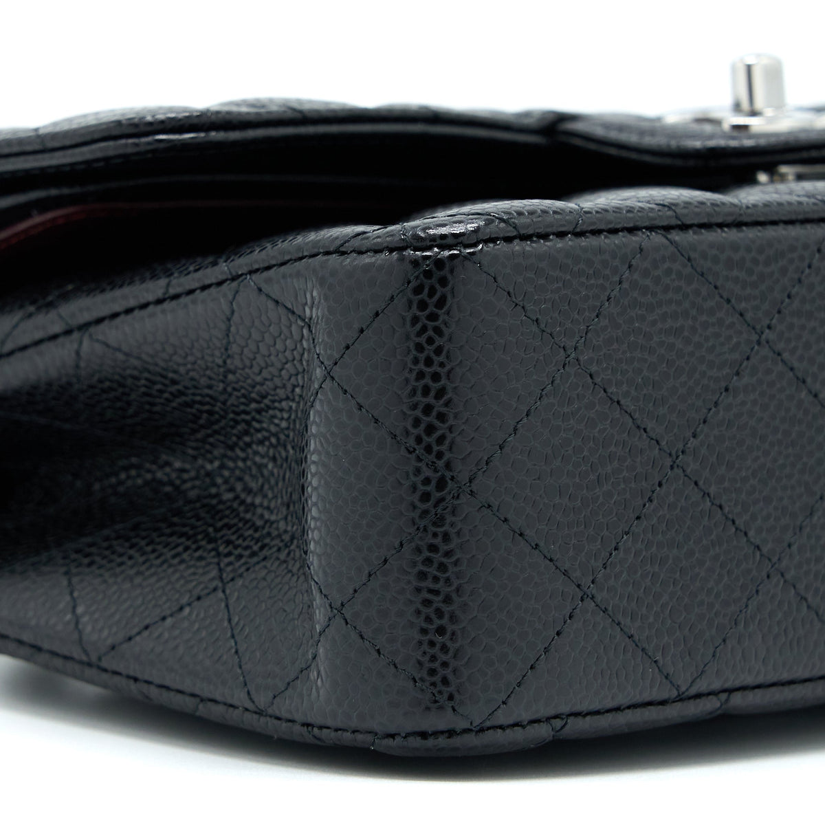 CHANEL SMALL CLASSIC DOUBLE FLAP BAG CAVIAR BLACK SHW(MICROCHIP)