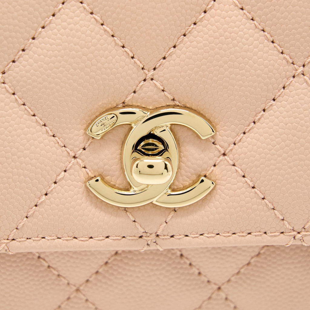 CHANEL 21A SMALL COCO HANDLE CAVIAR ND022 ROSE CLAIR / LIGHT PINK LGHW(MICROCHIP)