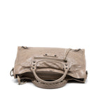 BALENCIAGA CLASSIC CITY BAG LIGHT BROWN RUTHENIUM HARDWARE
