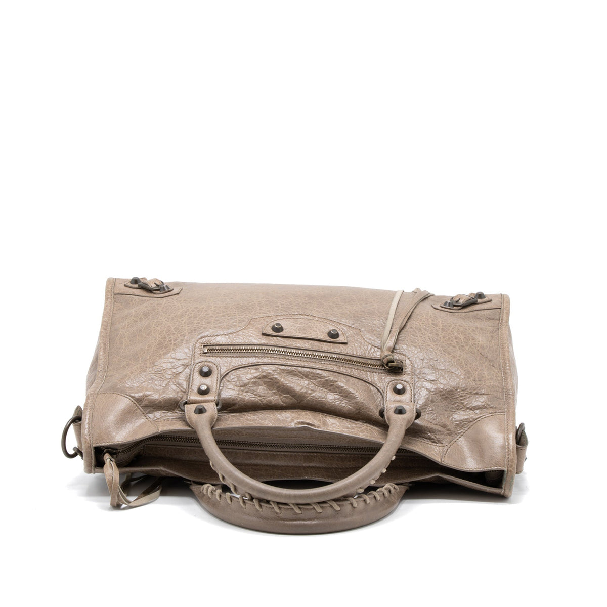 BALENCIAGA CLASSIC CITY BAG LIGHT BROWN RUTHENIUM HARDWARE