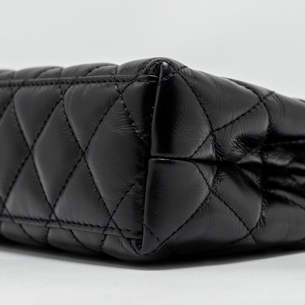 CHANEL MINI KELLY SHOPPING TOTE BAG CALFSKIN BLACK GHW (MICROCHIP)