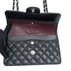 CHANEL SMALL CLASSIC DOUBLE FLAP BAG CAVIAR BLACK SHW(MICROCHIP)
