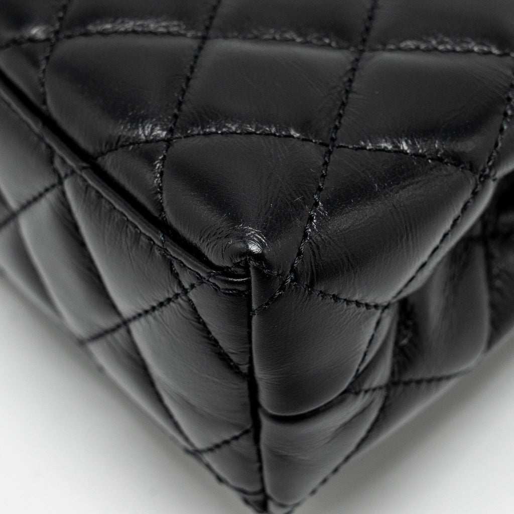 CHANEL MINI KELLY SHOPPING TOTE BAG CALFSKIN BLACK GHW (MICROCHIP)
