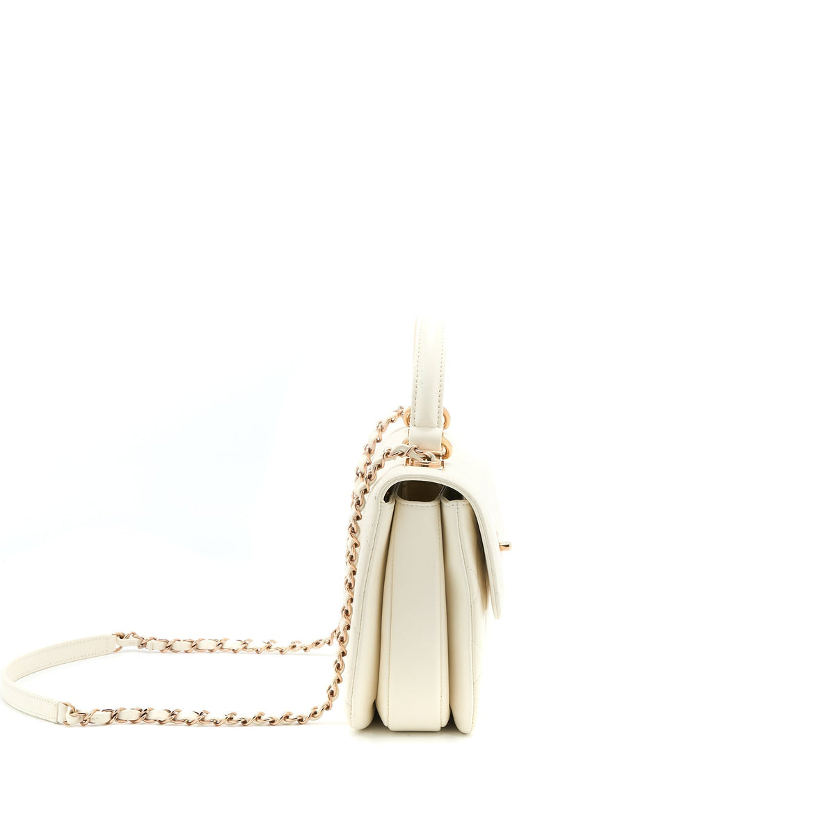 CHANEL SMALL TRENDY CC LAMBSKIN WHITE RGHW (MICROCHIP)