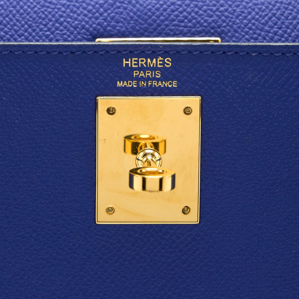 HERMES KELLY 28 SELLIER EPSOM BLEU ELECTRIQUE GHW