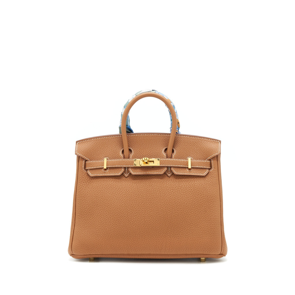 Hermes Birkin 25 Togo Gold GHW With Extra Twilly