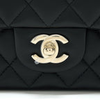 CHANEL TOP HANDLE MINI RECTANGULAR FLAP BAG LAMBSKIN BLACK LGHW (MICROCHIP)