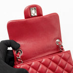 Chanel Classic Mini Square Flap Bag Caviar Red SHW