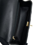CHANEL TOP HANDLE MINI RECTANGULAR FLAP BAG LAMBSKIN BLACK LGHW (MICROCHIP)