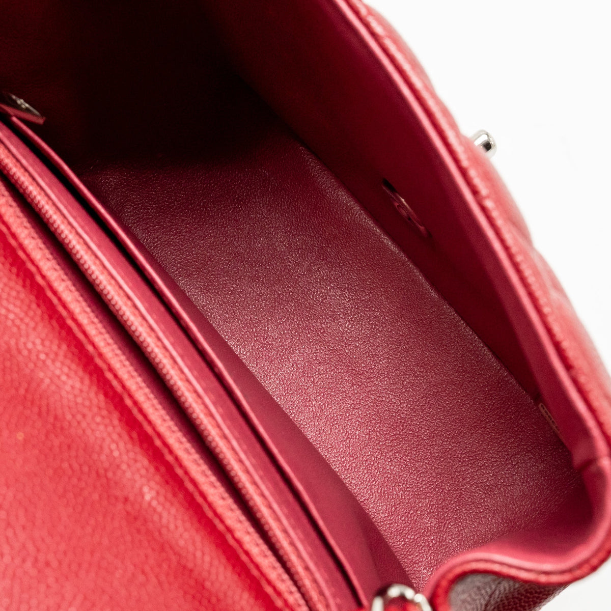 Chanel Classic Mini Square Flap Bag Caviar Red SHW