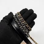 CHANEL GABRIELLE DOUBLE ZIP CLUTCH ON CHAIN AGED CALFSKIN BEIGE/BLACK MULTICOLOUR HARDWARE