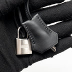 HERMES BIRKIN 25 TOILE SWIFT/CANVAS ECRU-NOIR/NOIR SHW