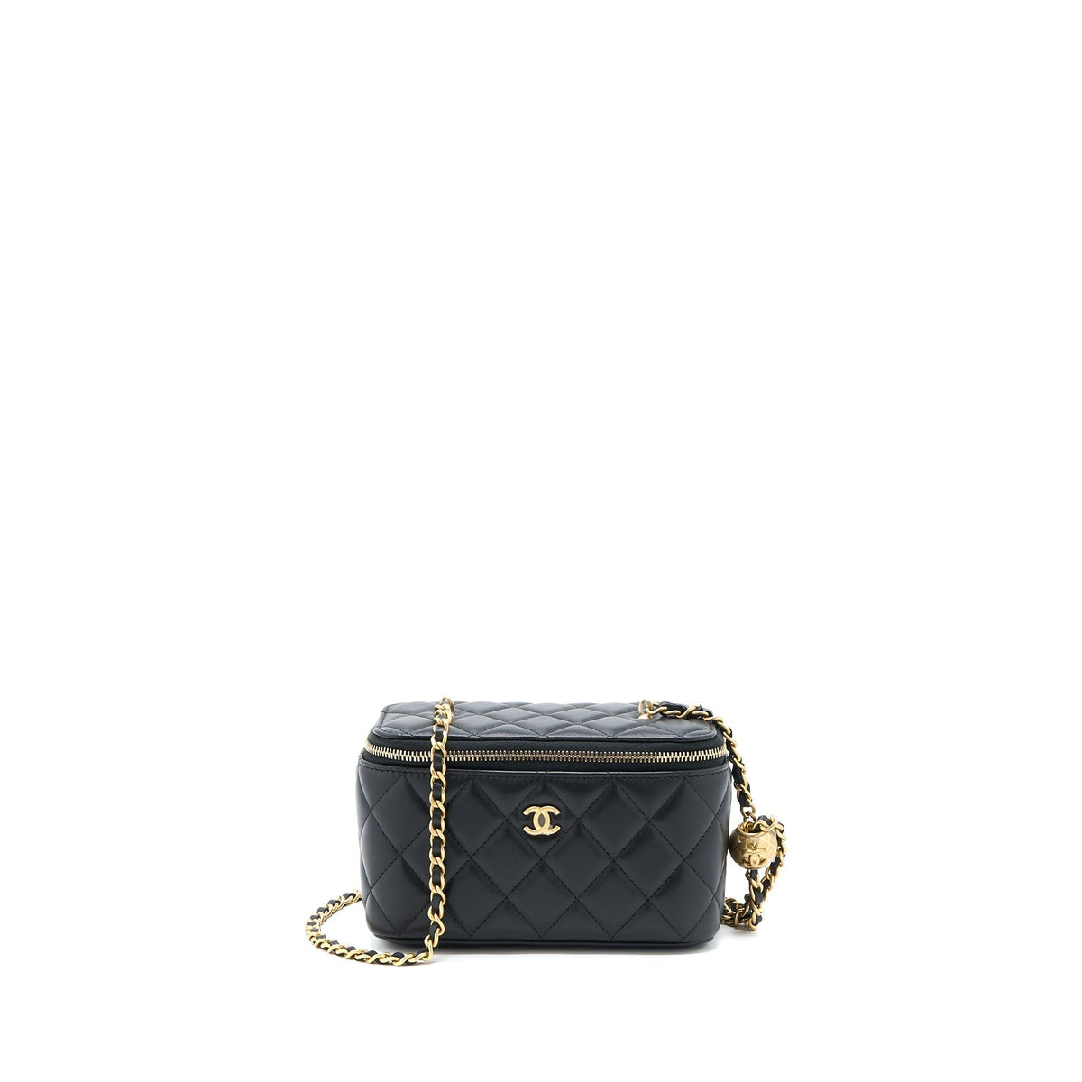 CHANEL PEARL CRUSH LONG VANITY LAMBSKIN BLACK GHW (MICROCHIP)
