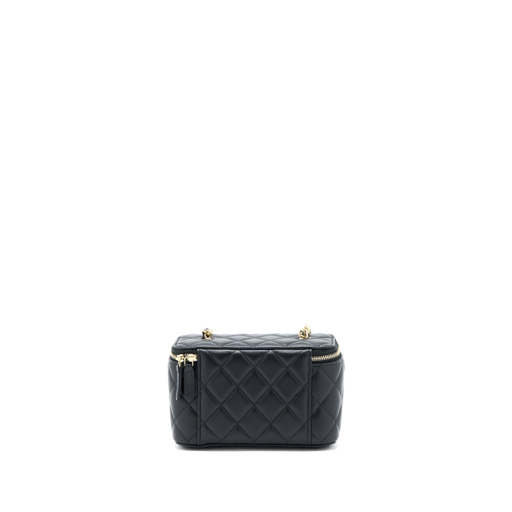 CHANEL PEARL CRUSH LONG VANITY LAMBSKIN BLACK GHW (MICROCHIP)
