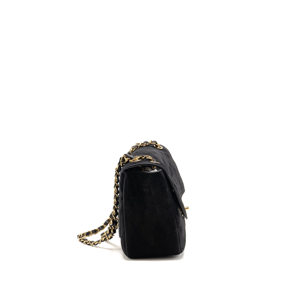Chanel 26s Maxi flap bag suede calfskin black GHW (microchip)