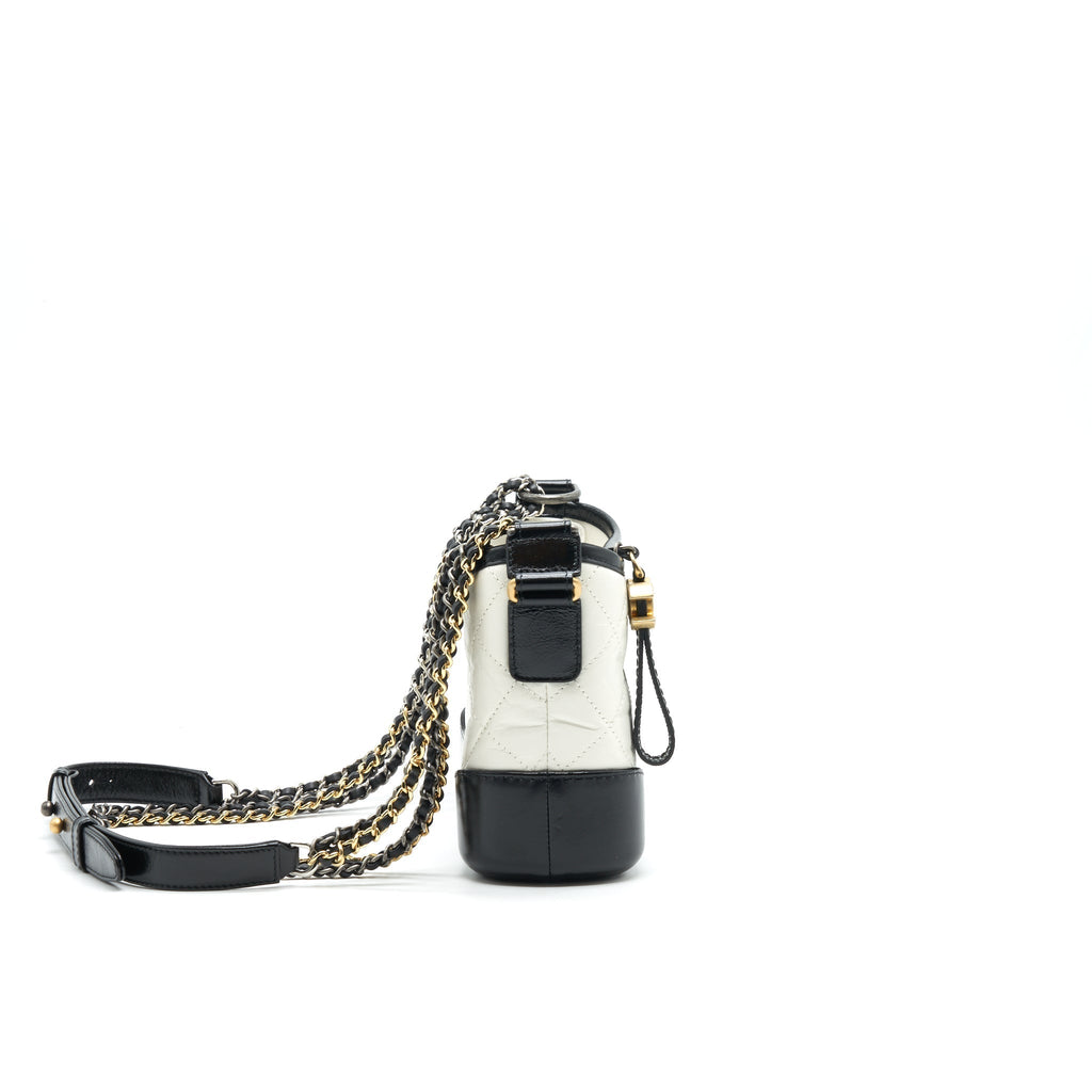 CHANEL SMALL GABRIELLE HOBO BAG WHITE/ BLACK