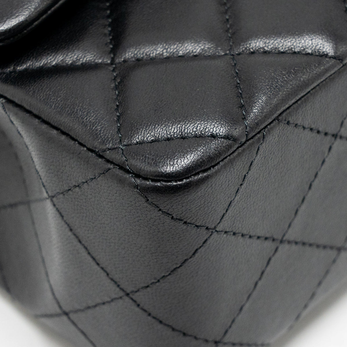 CHANEL MINI RECTANGULAR FLAP BAG LAMBSKIN BLACK RGHW (MICROCHIP)