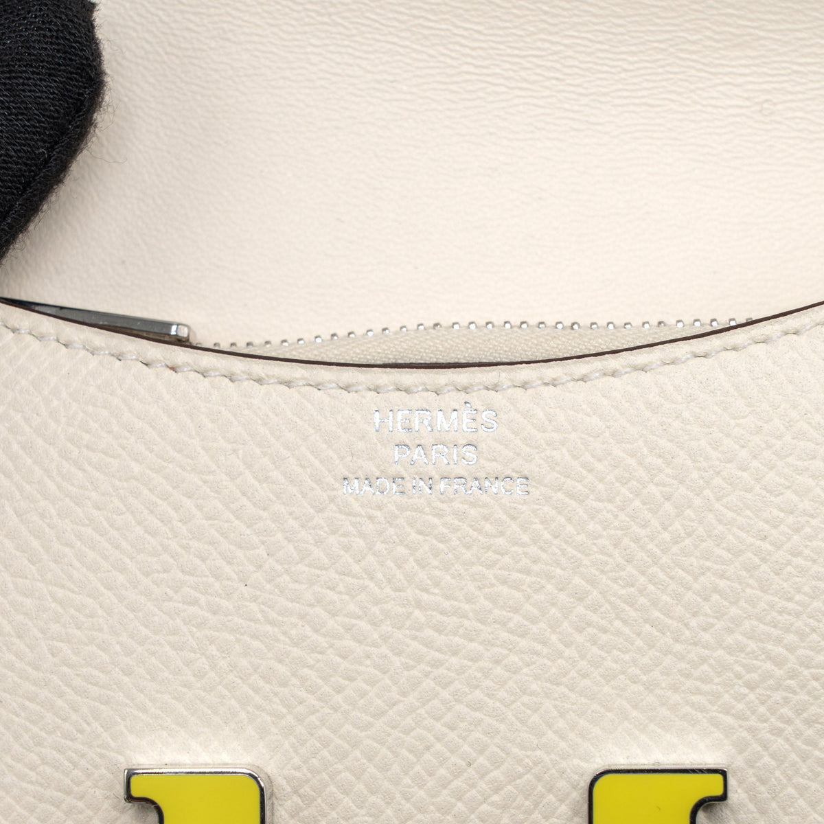Hermes Constance Slim Epsom Nata/Lime Laque Hardware
