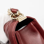 CHANEL MEDIUM BOY BAG LAMBSKIN DARK RED LGHW
