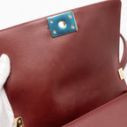CHANEL MEDIUM BOY BAG LAMBSKIN DARK RED LGHW