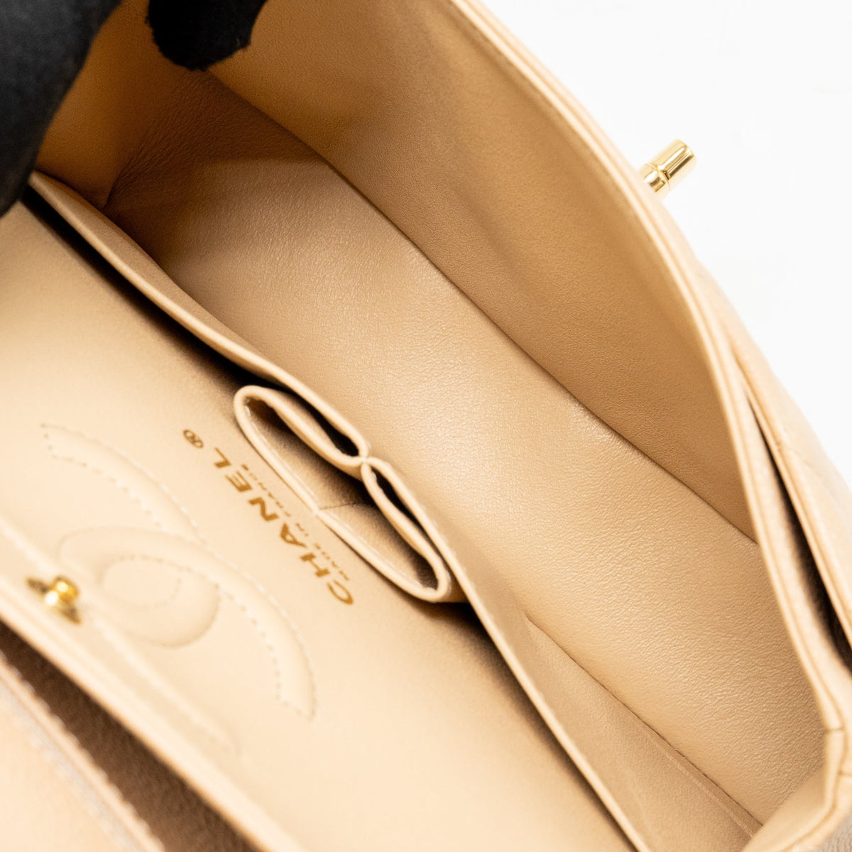 CHANEL SMALL CLASSIC DOUBLE FLAP BAG CAVIAR BEIGE GHW