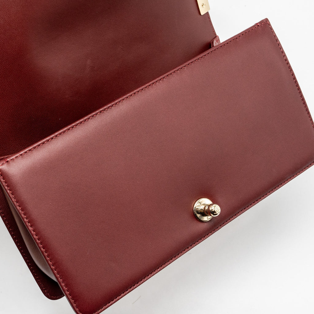 CHANEL MEDIUM BOY BAG LAMBSKIN DARK RED LGHW