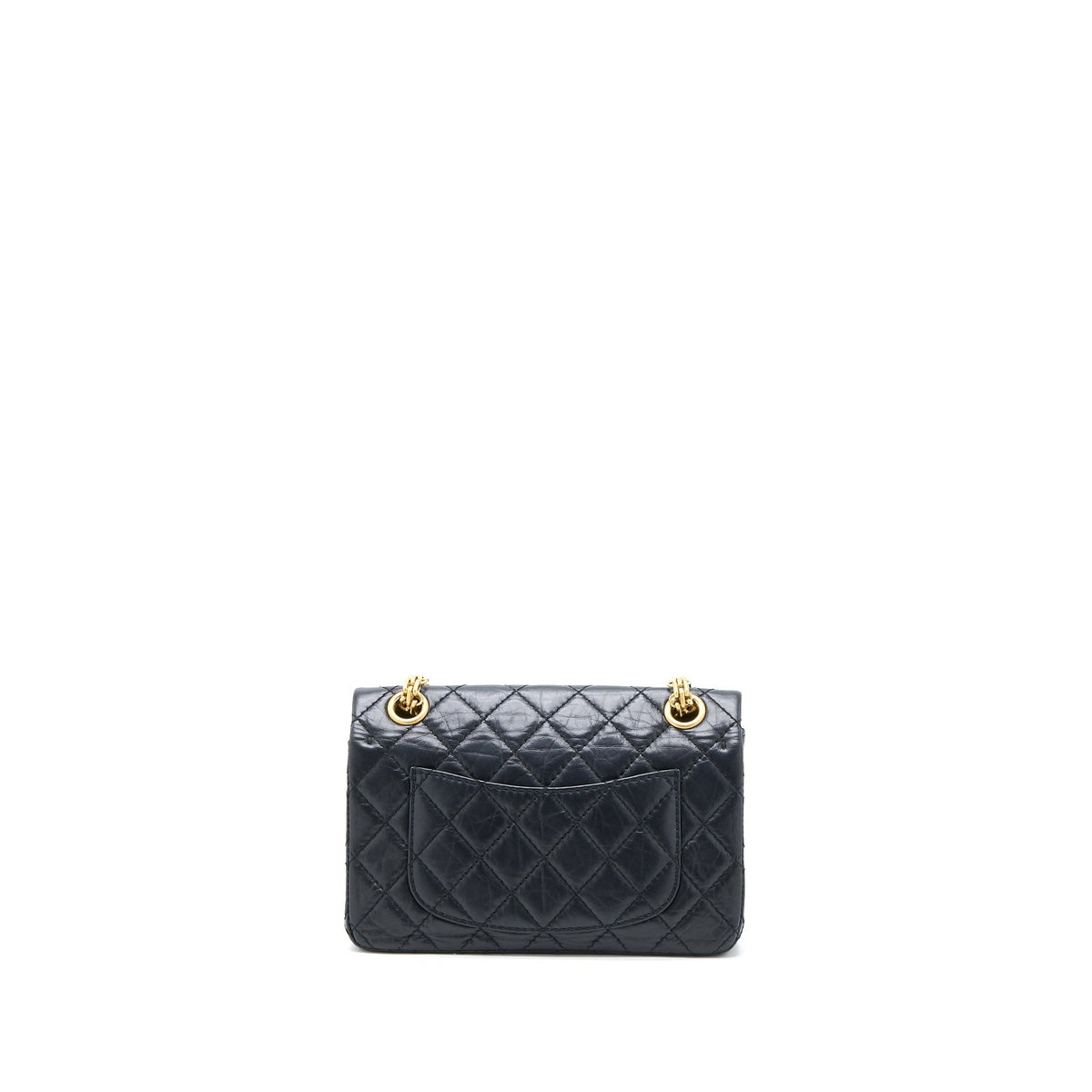 CHANEL MINI 2.55 REISSUE FLAP BAG AGED CALFSKIN BLACK BRUSHED GHW (MICROCHIP)