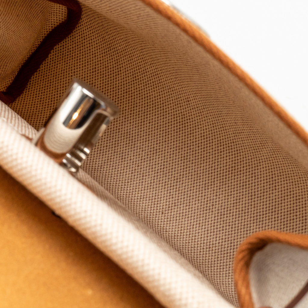 Hermes herbag mini canvas/Hunter leather ecru-beige/fauve SHW