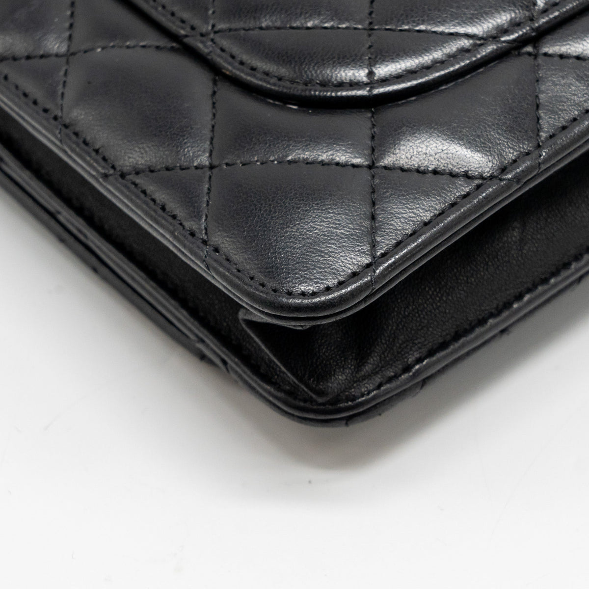 CHANEL CLASSIC WALLET ON CHAIN LAMBSKIN BLACK SHW