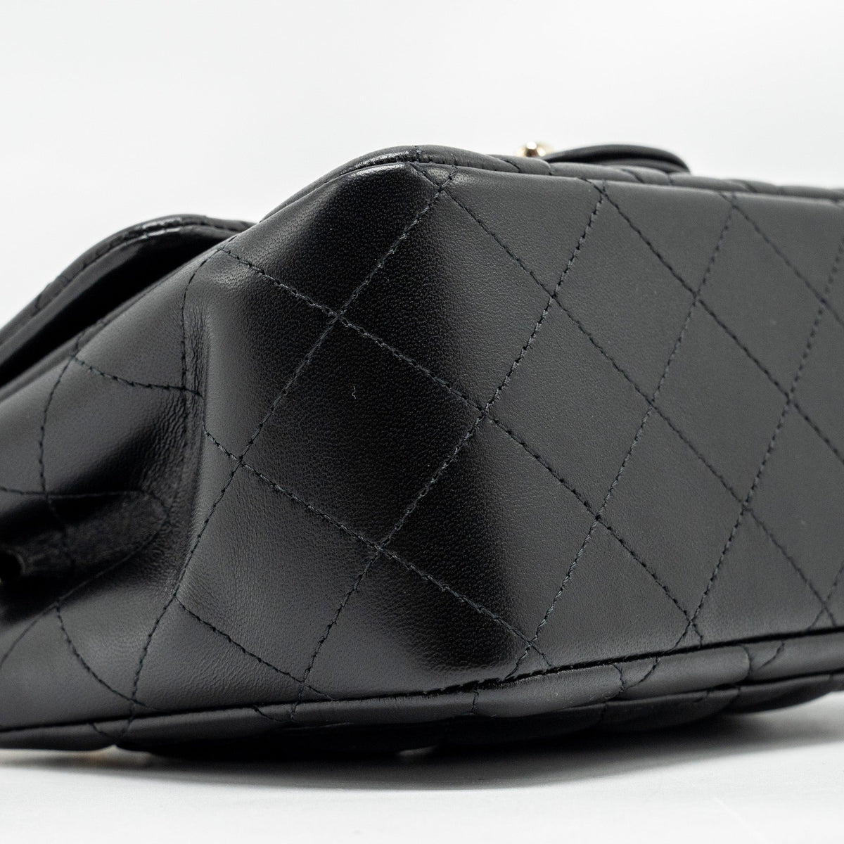 CHANEL MINI SQUARE FLAP BAG LAMBSKIN BLACK LGHW (MICROCHIP)