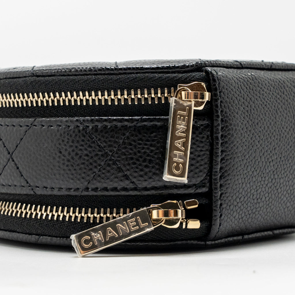 Chanel Top Handle Round Vanity Case Caviar Black LGHW