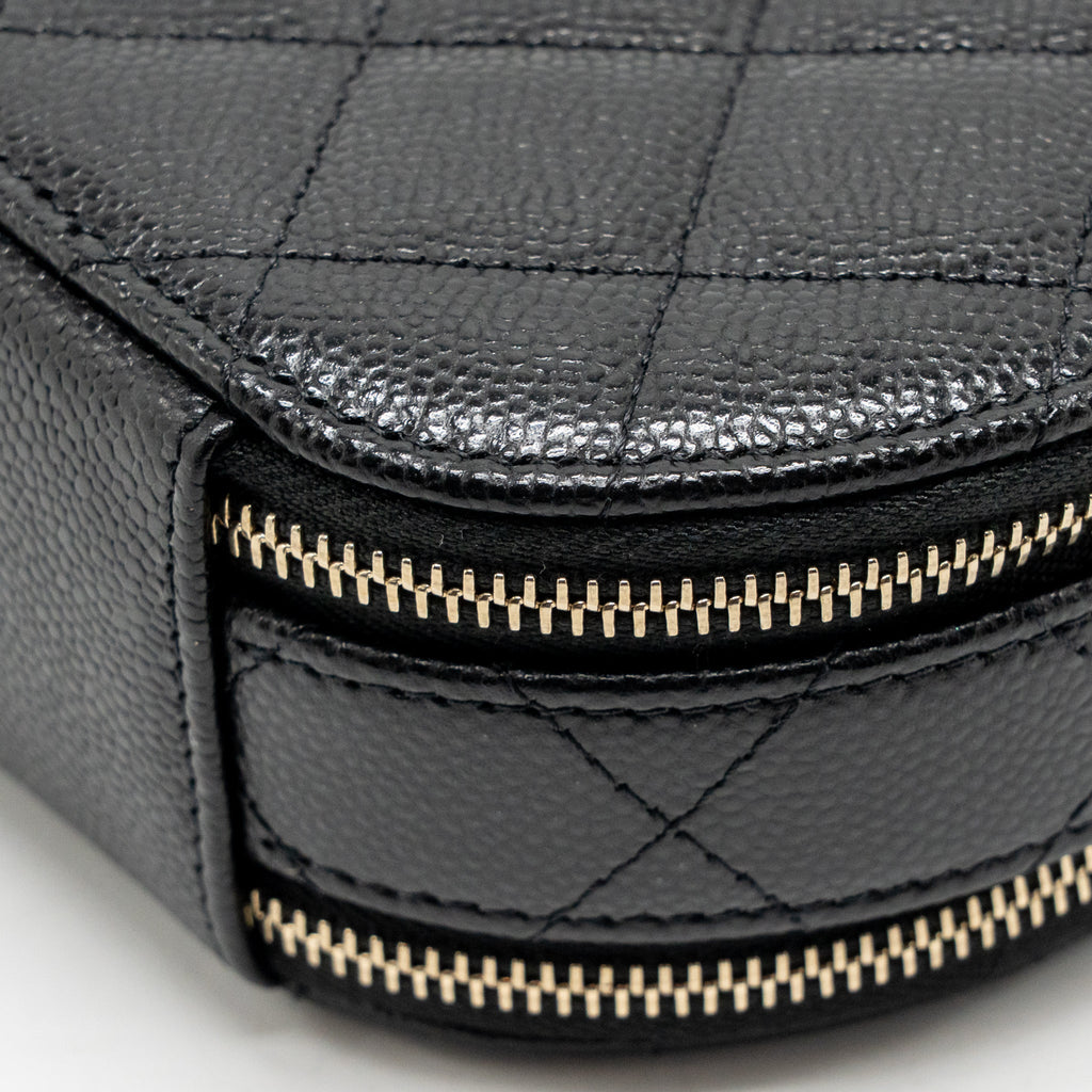 Chanel Top Handle Round Vanity Case Caviar Black LGHW