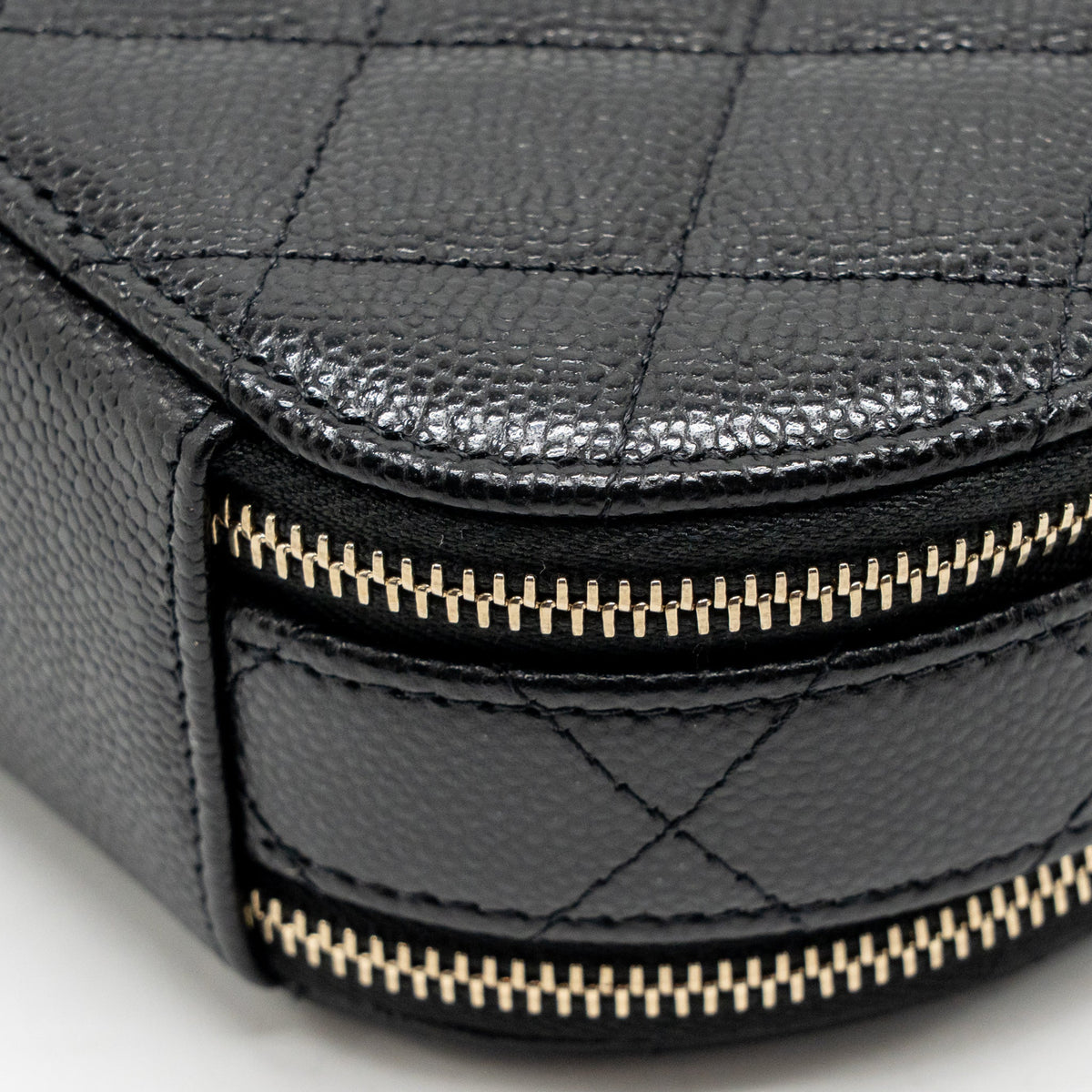 Chanel Top Handle Round Vanity Case Caviar Black LGHW