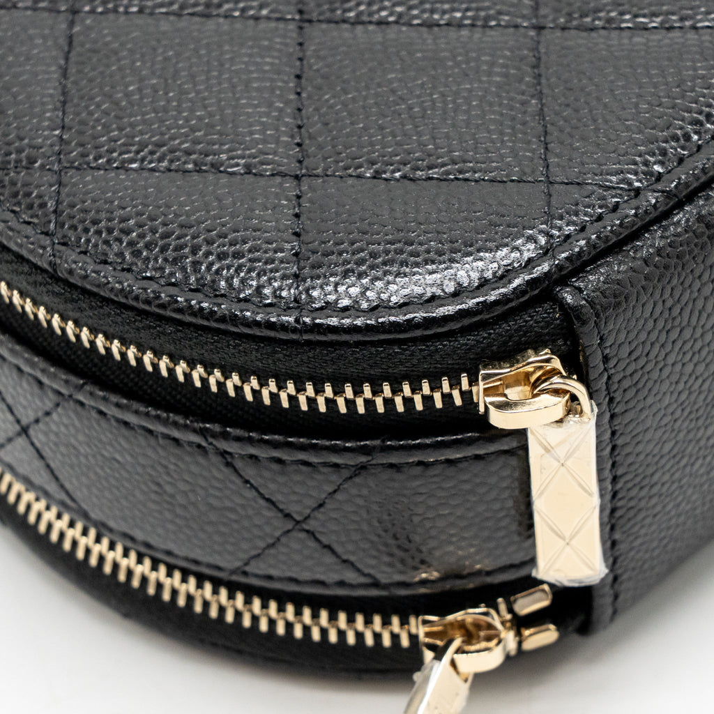 Chanel Top Handle Round Vanity Case Caviar Black LGHW