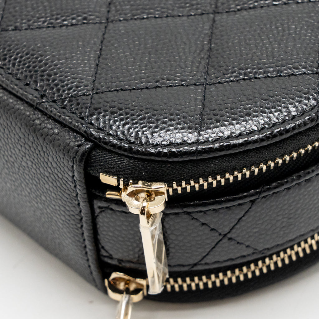 Chanel Top Handle Round Vanity Case Caviar Black LGHW